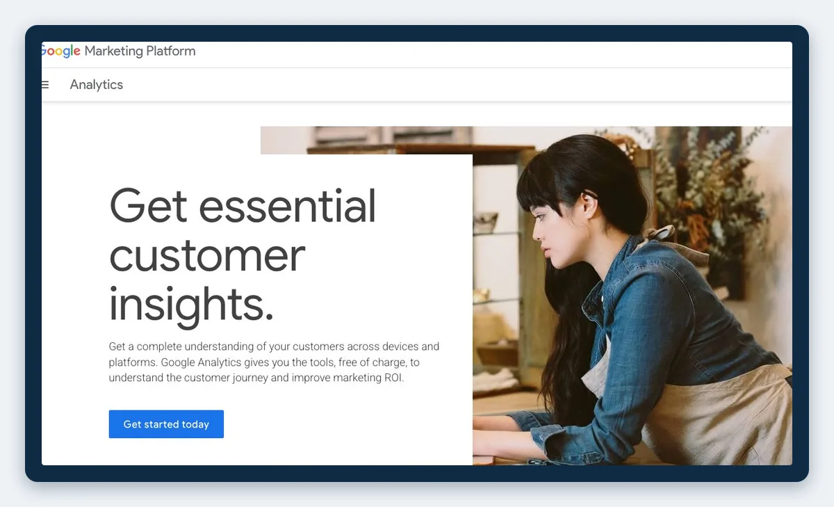 Top 10 des meilleurs outils SEO et GEO en 2026 pour les agences marketing - Inforeole 9 Capture de la page officielle de Google Analytics, relevée en octobre 2026