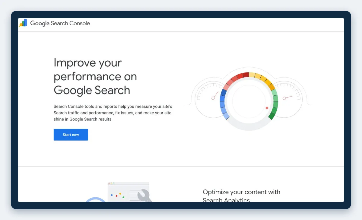 Top 10 des meilleurs outils SEO et GEO en 2026 pour les agences marketing - Inforeole 6 Capture de la page officielle de Google Search Console, relevée en octobre 2026