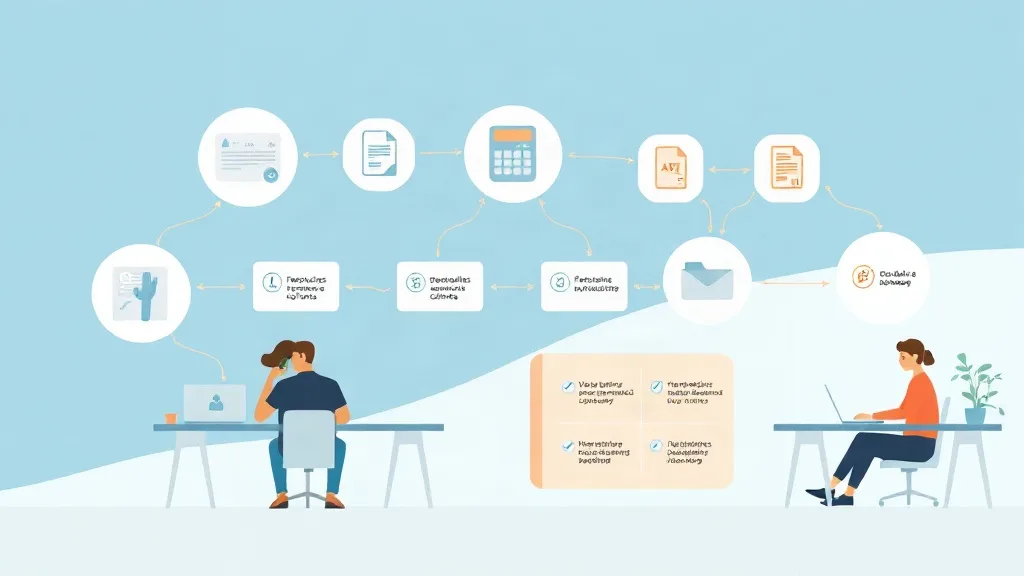 Combien coûte l’automatisation des processus internes d’une PME ? - Inforeole 12 Équipe de PME comparant des flux de travail automatisés avec dossiers et calculatrice