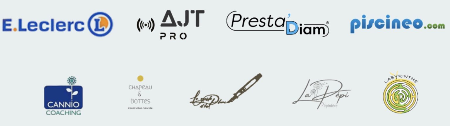 E.Leclerc, AJT Pro, Prestadiam, Piscineo, Cannio Coaching, Chapeau & Bottes, La Pignade — clients Inforeole